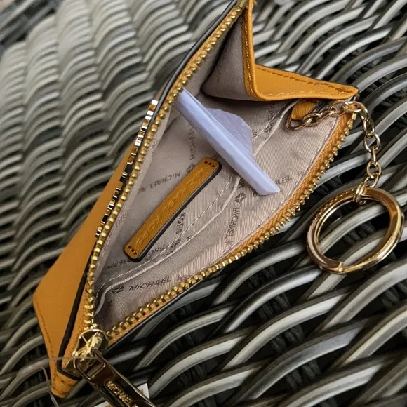 Michael Kors Jet Set Travel Marigold Small Top Zip Coinpouch with ID Key Holder